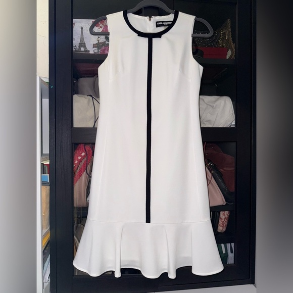 Karl Lagerfeld Paris Contrast-bow Trim Flounce Dress - Picture 4 of 9